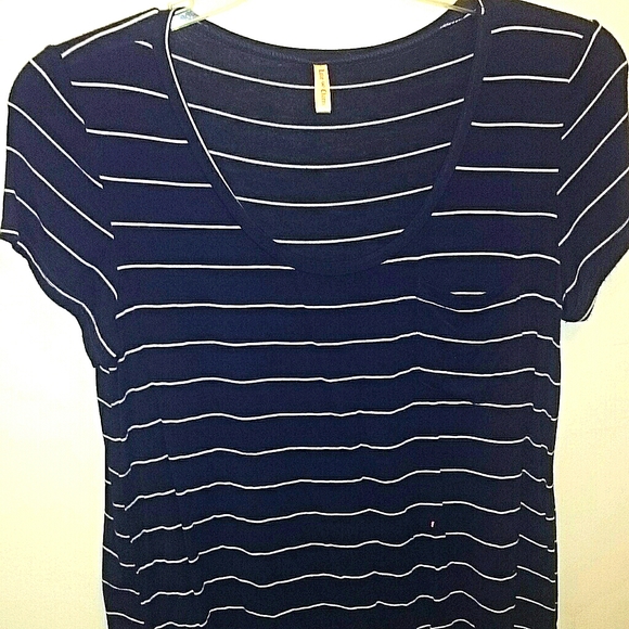 Ladies Navy Blue with White Stripes Top - Picture 3 of 3